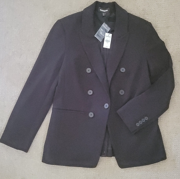 Express Jackets & Blazers - Express Double Brested Double Lapel Classic Black Suit Jacket